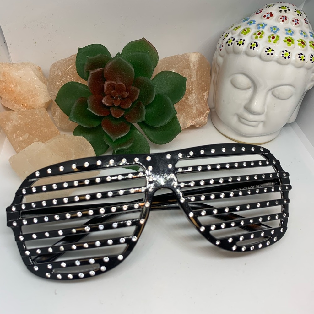 🦄 party festival 80s black rhinestone glasses
